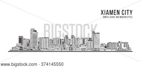 Cityscape Building Abstract Simple Shape And Modern Style Art Vector Design -  Xiamen City