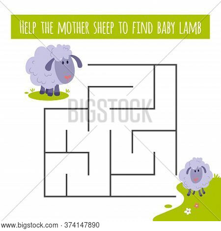 Farm Animal Educational Maze Game. Labyrinth Page