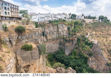 Ronda,spain-august 10, 2017:view Of The Ronda From The Panoramic Observation Point Of Ronda During A