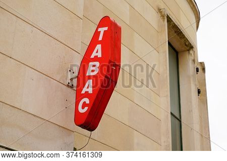 Bordeaux , Aquitaine / France - 06 20 2020 : Tobacco Text Sign And Logo Of French Store Of Tabac