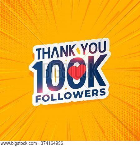 100k Social Media Network Followers Yellow Background Vector Design Illustration