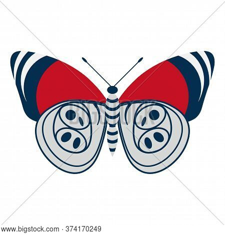 Colorful Tropical Butterfly Moth Icon In Cartoon