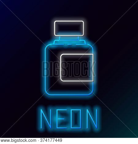 Glowing Neon Line Sauce Bottle Icon Isolated On Black Background. Ketchup, Mustard And Mayonnaise Bo