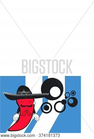 Funny Mexican Chilli  Mariachi Cartoon Background  In Vector Format