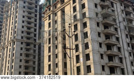 Vijayawada, INDIA - January 5 2019 :Construction of tall apartment homes and villas, at Vijayawada, India