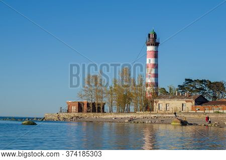 Leningrad Region, Russia - May 23, 2020: At The Shepelevo Lighthouse On A Sunny May Evening