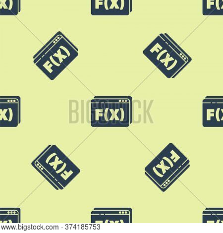 Blue Function Mathematical Symbol Icon Isolated Seamless Pattern On Yellow Background. Vector Illust