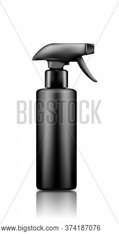 Black Plastic Spray Pistol Reiniger Bottle Mockup Isolated On White Background