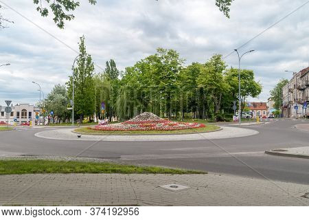 Lomza, Poland - June 1, 2020: Roundabouts Named After Hanka Bielicka.