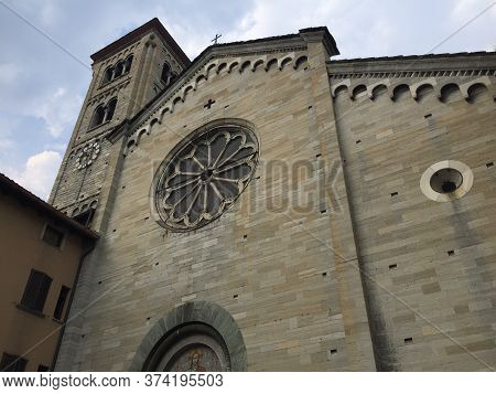 Como, Lombardy, Italy - 6th July 2019 : Low Angle View Of The Chiesa San Fedele (saint Fedele Church