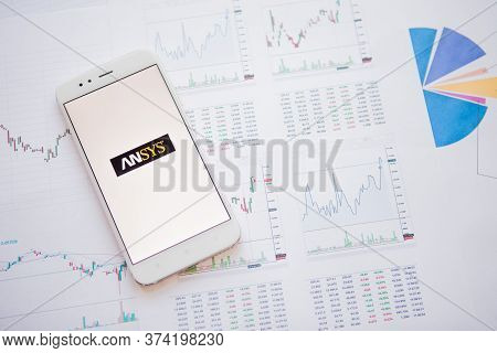 Saint Petersburg, Russia - June 25, 2019: Ansys Company Logo On The Smartphone Screen.