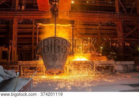 Smelting Metal In A Metallurgical Plant. Heavy Industry
