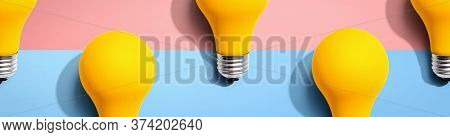 Yellow Light Bulb Pattern With Shadow - Flat Lay