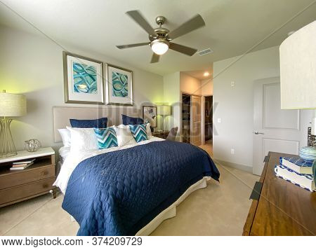 Orlando, Fl/usa - 6/3/20:  A Highly Decorated Bedroom In A Model Of An Apartment Complex.