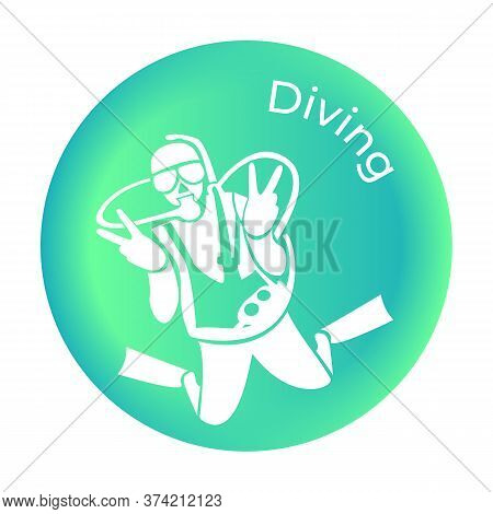Icon Diving From The Sea Set. Vector Illustration
