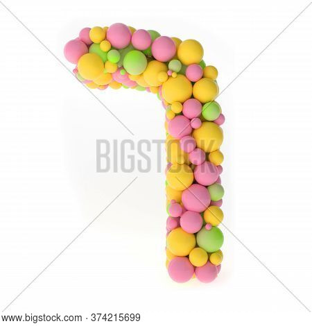 3d Letters Of The Hebrew Alphabet From Small Colorful Pink, Yelloow And Green Balls On White Backgro