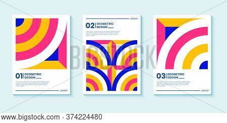 Modern Abstract Bright Color Covers Set, Minimal Covers Design. Colorful Geometric Background