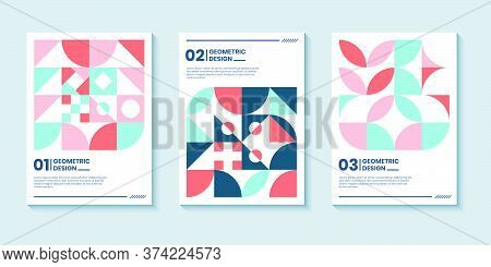 Modern Abstract Bright Color Covers Set, Minimal Covers Design. Colorful Geometric Background