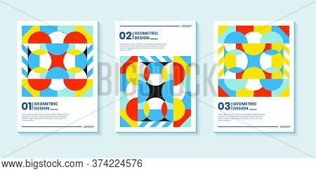 Modern Abstract Bright Color Covers Set, Minimal Covers Design. Colorful Geometric Background