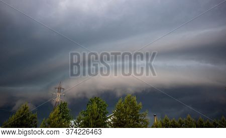The Impending Squall, Storm And Rain. Steppe Approaching Storm, Thunderstorm, Tornado, Mesocyclone, 