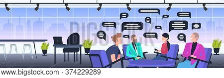 Businesspeople Chatting During Conference Meeting Chat Bubble Communication Concept Business People 