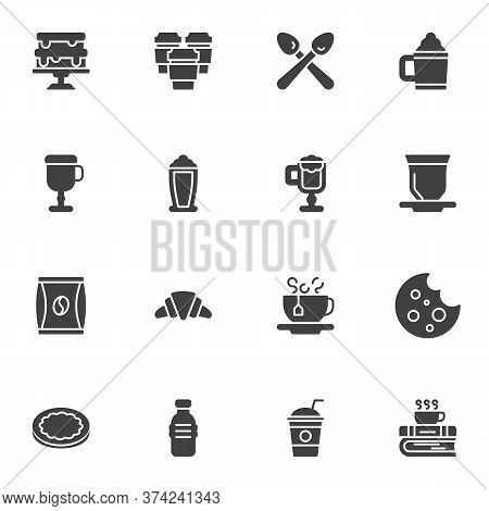 Coffee Shop Vector Icons Set, Modern Solid Symbol Collection, Filled Style Pictogram Pack. Signs, Lo