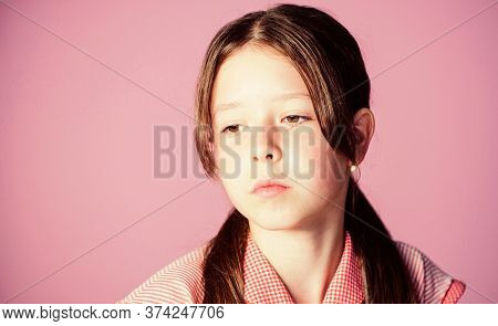Facial Care. Pretty Little Girl. Childhood Concept. Sad Small Girl. Skin Care Beauty. Kid Fashion. H