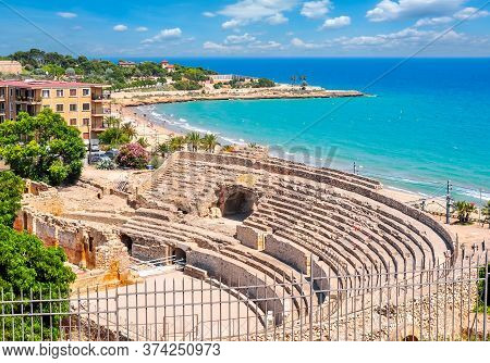 Tarragona Roman Amphitheater In Summer, Catalonia, Spain