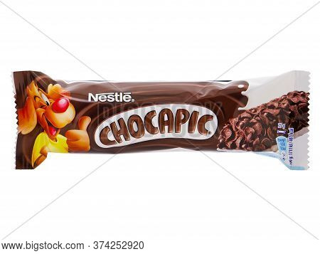 Bucharest, Romania - April 14, 2015. Nestle Chocapic Cereal Bar. Nestle Chocapic Can Be A Healthy Sn