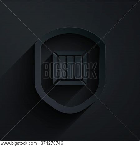Paper Cut Delivery Security With Shield Icon Isolated On Black Background. Delivery Insurance. Insur