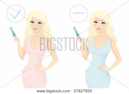 Mujer sosteniendo una prueba de embarazo
