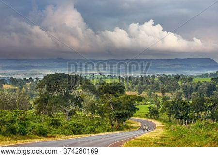 Scenic Road To The Famous Ngorog Ngoro National Park In Tanzania, Africa.