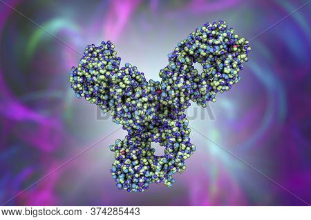 Molecular Model Of Pembrolizumab, A Humanized Antibody Used In Immunotherapy Of Cancer, 3d Illustrat