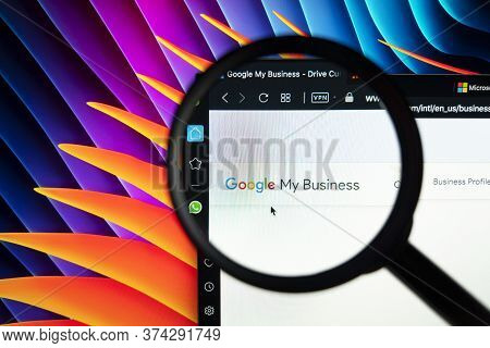 Sankt-petersburg, Russia, June 16, 2020: Google My Business Homepage On Apple Imac Screen Under Magn