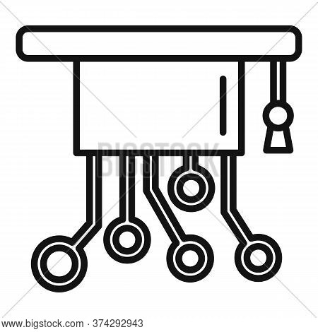 Graduated Machine Learning Hat Icon. Outline Graduated Machine Learning Hat Vector Icon For Web Desi