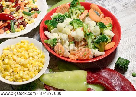 Frozen Vegetables, Quick-frozen Vegetables In Healthy Diet, In Healthy Eating, Vegetarian And Vegan 