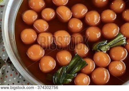 Bubur Biji Salak, Indonesian Dessert Porridge Of Sweet Potato Balls With Coconut Milk. A Popular Foo