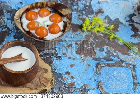 Bubur Biji Salak, Indonesian Dessert Porridge Of Sweet Potato Balls With Coconut Milk. A Popular Foo