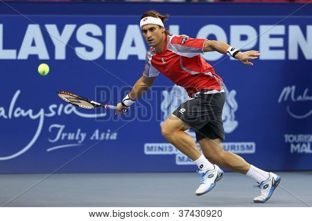KUALA LUMPUR - 28 SEP: David Ferrer (Spanje) speelt zijn kwart-finale wedstrijd bij de ATP Tour Maleisische 