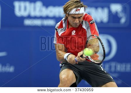 KUALA LUMPUR - 28 SEP: David Ferrer (Spanje) speelt zijn kwart-finale wedstrijd bij de ATP Tour Maleisische 