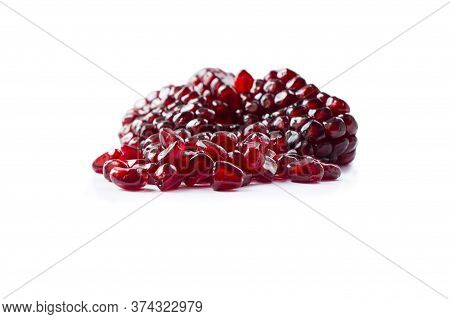 Pomegranate Isolated On White Background. Sweet And Juicy Garnet With Copy Space For Text. Garnets I