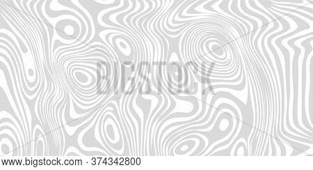 Optical Illusion Wide Banner, Background With Distorted Lines, Black And White Poster. Op Illusion C