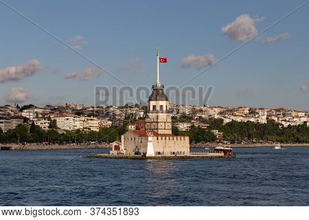 Maidens Tower In Bosphorus Strait, Istanbul City, Turkey
