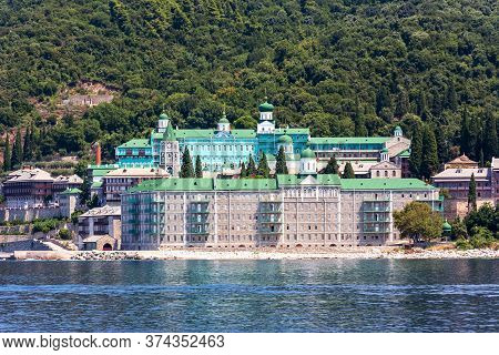 Saint Panteleimon Monastery In Athos, Chalkidiki, Greece