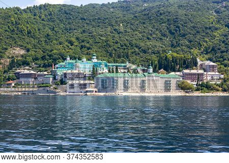 Saint Panteleimon Monastery In Athos, Chalkidiki, Greece