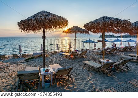 Sunset On Siviri Beach, Kassandra Peninsula, Chalkidiki, Greece