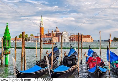 Venice Gondolas And San Giorgio Maggiore Island, Italy
