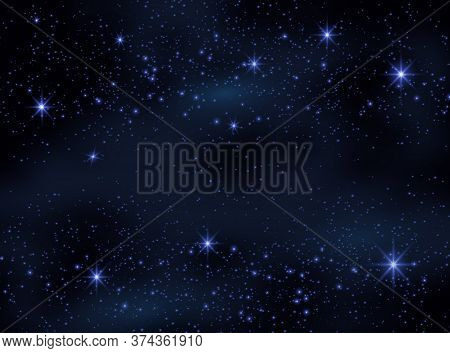 Magic Space. Fairy Dust. Infinity. Abstract Universe Background. Blue Gog And Shining Stars. Vector 