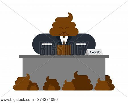Shit Boss. Shitty Businessman. Cartoon Vector Illustration