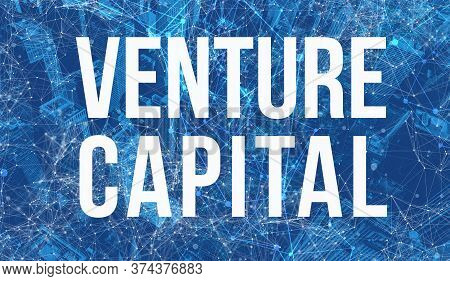 Venture Capital Theme With Abstract Network Patterns And Skyscrapers